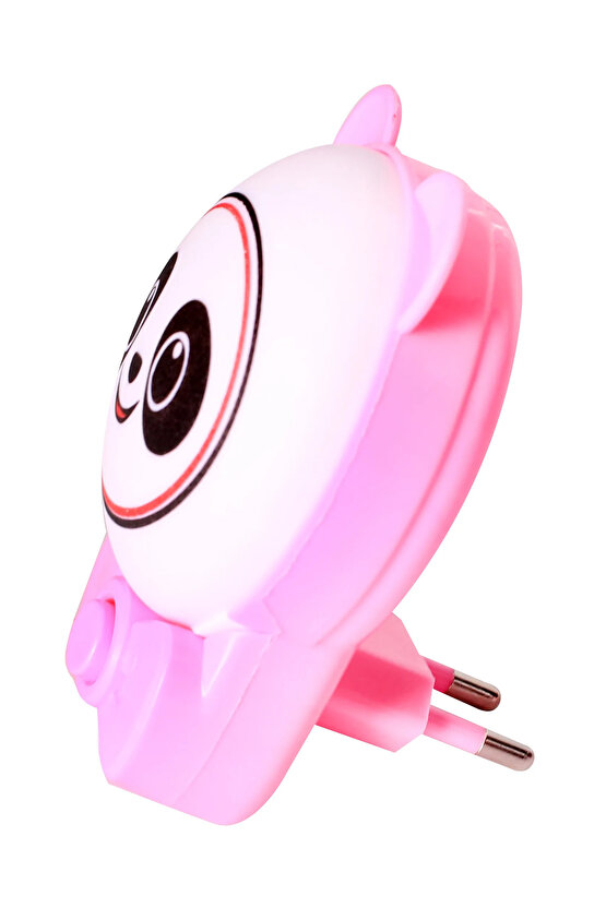 Sevimli Panda Bebek Çocuk Odası Gece Lambası, Prize Tak Çalıştır Anahtarlı, 2 Watt Beyaz Işık Ledli