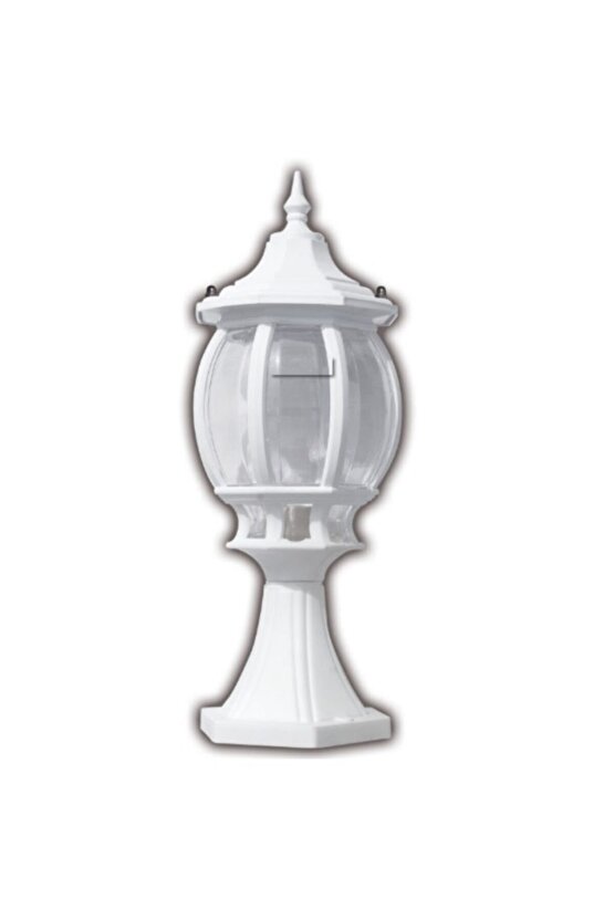 Sekizgen Set Üstü Fener Bahçe Lamba Aydınlatma Armatürü Beyaz