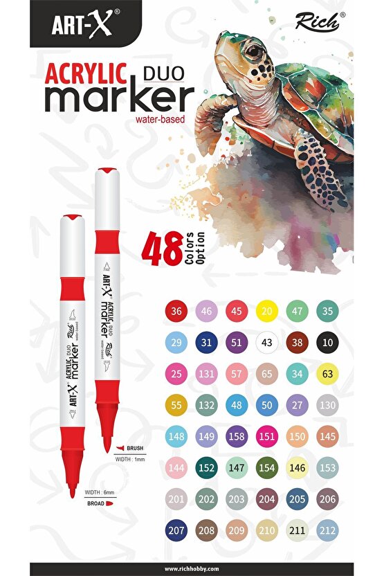 Art-x Akrilik Marker Çift Taraflı Kalem No:208
