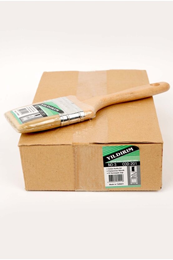 Ahşap Saplı Lüx Kestirme Fırçası No:3 12 Adet