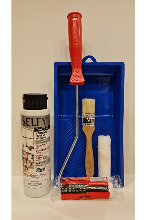 Selfy Decor 500 Cc (750 Gr) Antik Beyaz Kendinden Vernikli Dolap Boyama Seti