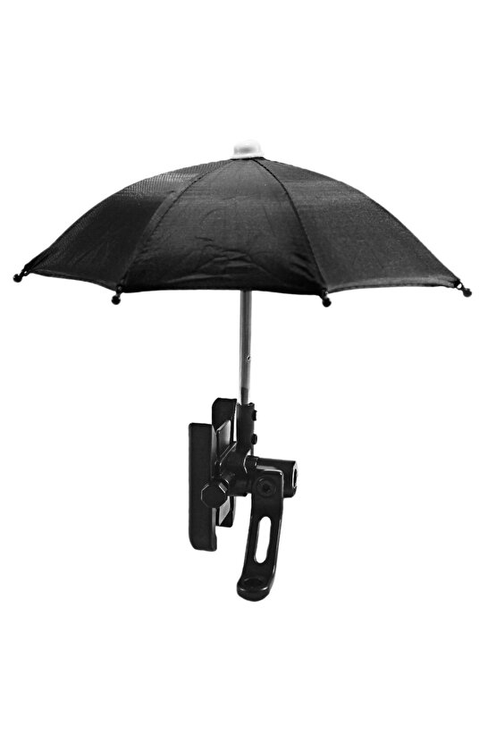 Siyah Ayna Bağlantılı Şemsiyeli Ayarlı Telefon Tutucu Aliminyum A+++ Kalite