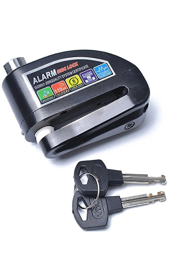 110 Db Siyah Motosiklet Alarmlı Disk Kilidi Hatırlatma Kablolu (SARI-SİYAH-YEŞİL-MAVİ-GRİ RENK)