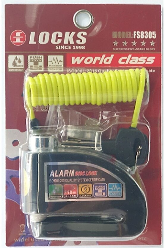 110 Db Siyah Motosiklet Alarmlı Disk Kilidi Hatırlatma Kablolu (SARI-SİYAH-YEŞİL-MAVİ-GRİ RENK)