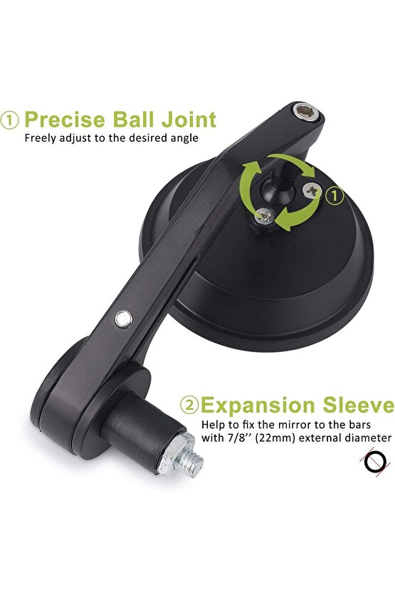 Modifiye Gidon Bağlantılı Oval Ayna Tk Siyah Cafe Racer