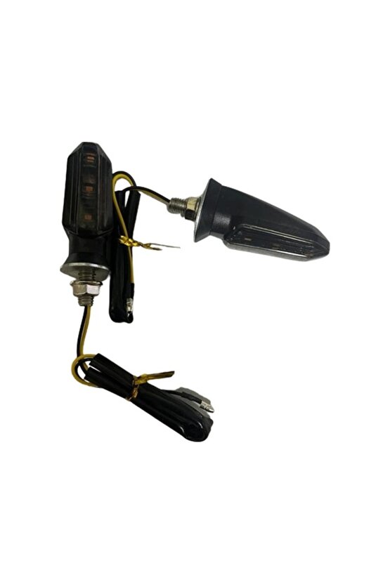 Motosiklet Sinyal Lamba Üniversal 12V Füme Cam Sarı Led 2Li