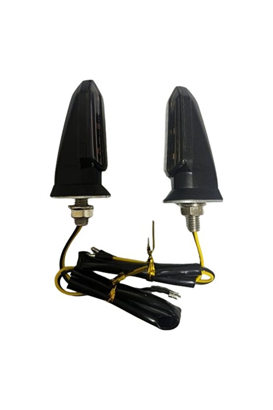 Motosiklet Sinyal Lamba Üniversal 12V Füme Cam Sarı Led 2Li
