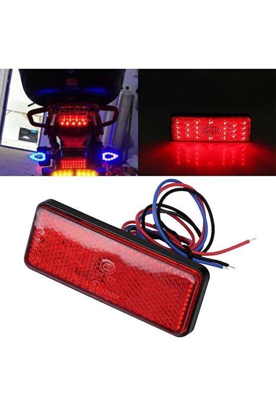 Motosiklet Led Işıklı Reflektör - Kırmızı E belgeli