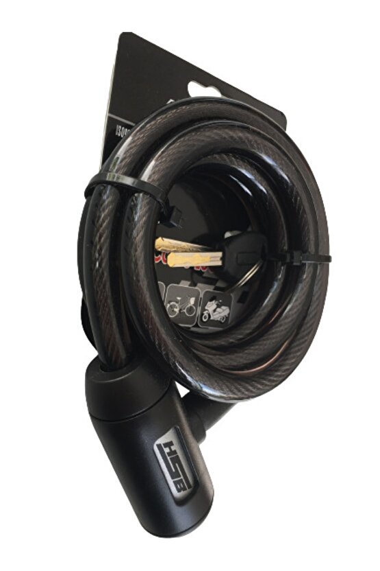 Bisiklet Çelik Halat Kilit 12x1500 Siyah A+++kalite Kilit 1,5 Mt