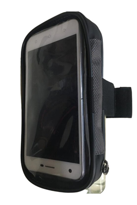 Siyah Su Geçirmez Kol Bağlantılı Lastikli Ayarlı Telefon Tutucu