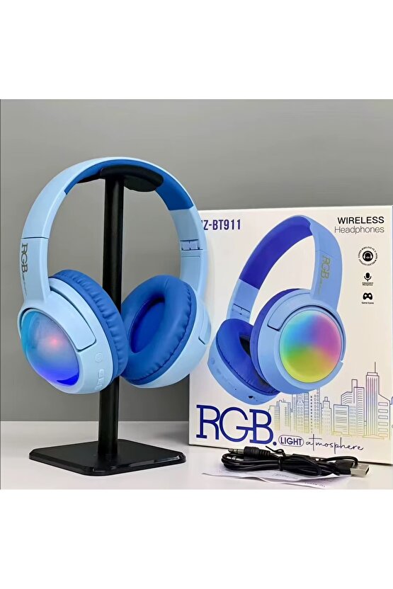 RGB LED IŞIKLI KABLOSUZ KULAKLIK BLUETOOTH ŞARJLI KULAKÜSTÜ WİRELESS HEADPHONES MİKROFONLU