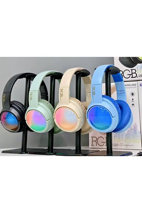 RGB LED IŞIKLI KABLOSUZ KULAKLIK BLUETOOTH ŞARJLI KULAKÜSTÜ WİRELESS HEADPHONES MİKROFONLU