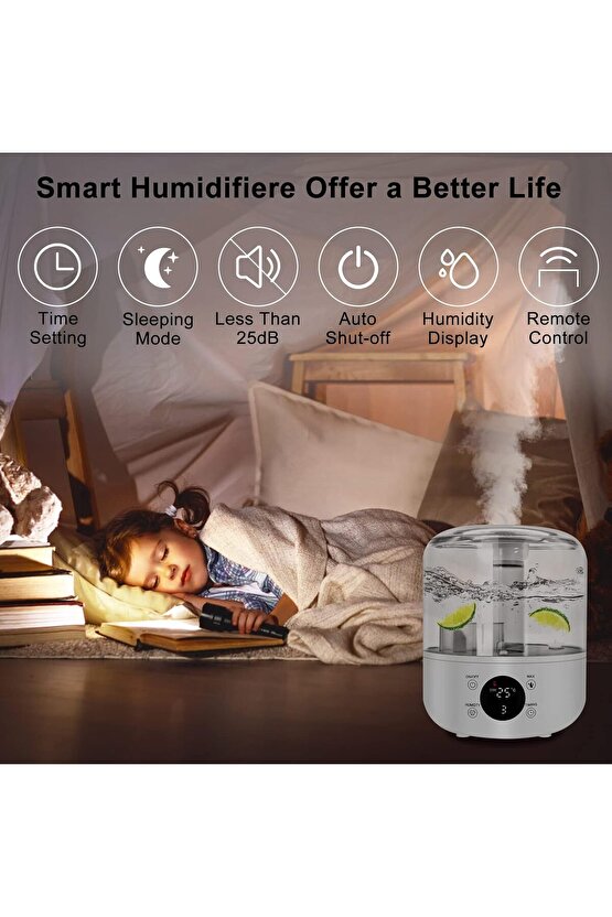 3L HUMUDİFİER ODA HAVA NEMLENDİRİCİ BUHAR MAKİNESİ AROMA DİFİZÖR BÜYÜK BOY KUMANDALI