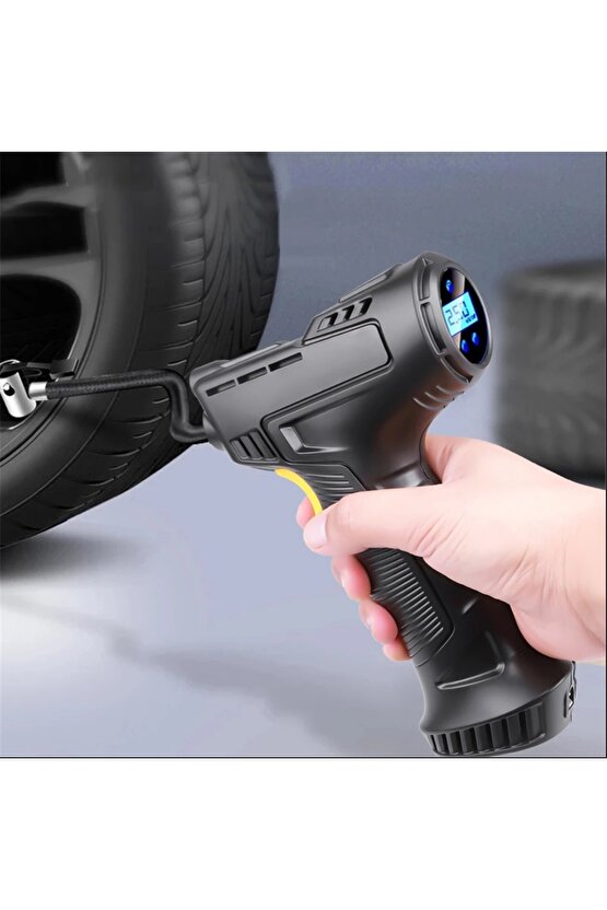 Dijital LCD Ekranlı 3600mAh 150 psi Hava Kompresörü Powerbank Özellikli Araç Lastik Şişirme Pompası