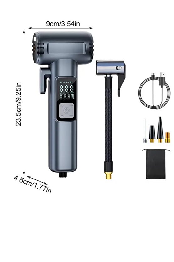 Dijital LCD Ekranlı 4000mAh 150 psi Hava Kompresörü Powerbank Özellikli Araç Lastik Şişirme Pompası