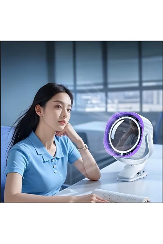 KLİPSLİ FAN MASAÜSTÜ BEBEK ARABASI ŞARJLI MANDALLI VANTİLATÖR 1800RPM 3600MAH