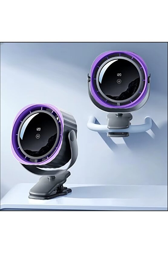 KLİPSLİ FAN MASAÜSTÜ BEBEK ARABASI ŞARJLI MANDALLI VANTİLATÖR 1800RPM 3600MAH