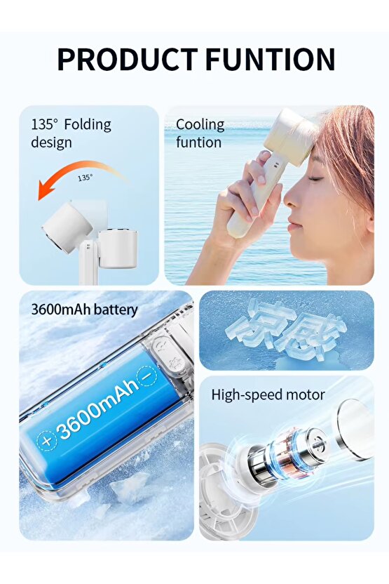 ŞARJLI EL FANI BUZ ÖZELLİKLİ MİNİ KLİMA KATLANABİLİR BOYUNA ASMALI VANTİLATÖR MASAÜSTÜ FAN