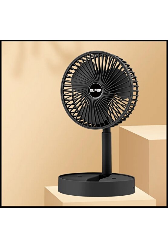 MASAÜSTÜ ŞARJLI FAN 3 HIZ KADEMELİ KATLANABİLİR TELESKOBİK VANTİLATÖR SERİNLETİCİ MİNİ KLİMA