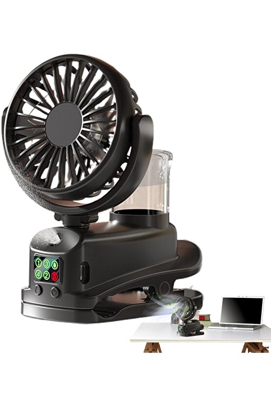 ŞARJLI MANDALLI FAN BEBEK ARABASI MASAÜSTÜ VANTİLATÖR SU SPRAY PÜSKÜRTMELİ SERİNLETİCİ MİNİ KLİMA