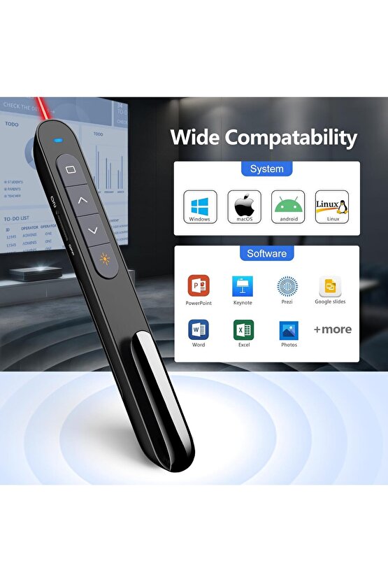 LAZER POİNTER SUNUM KUMANDASI POWERPOİNT SUNUMLAR İÇİN CLİCKER USB WİRELESS KIRMIZI LAZER IŞIKLI