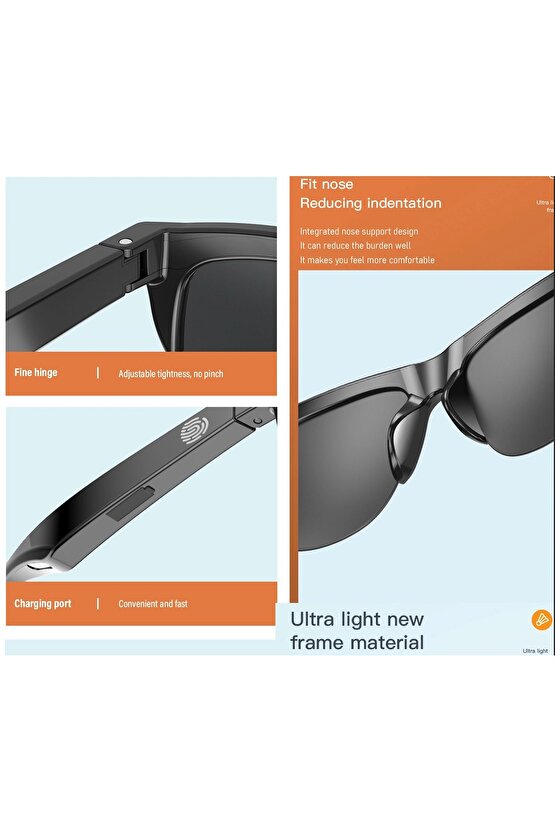 spor müziği için Bluetooth kulaklık güneş gözlüğü UV dokunmatik akıllı bluetooth hoparlör gözlük