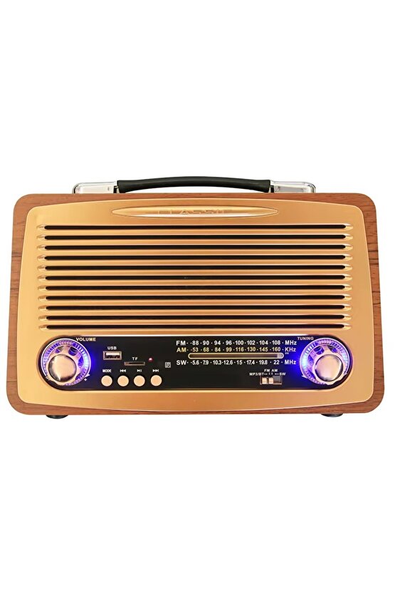 NOSTALJİK RADYO BLUETOOTH SPEAKER ŞARJLI SD KART USB GİRİŞLİ MP3 ÇALAR KABLOSUZ HOPARLÖR