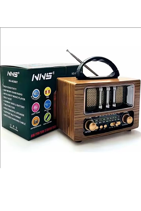 MİNİ NOSTALJİK RADYO BLUETOOTH SPEAKER ŞARJLI SD KART USB GİRİŞLİ MP3 ÇALAR KABLOSUZ HOPARLÖR