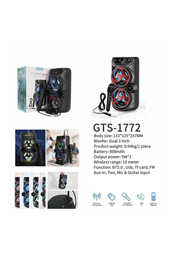 BLUETOOTH SPEAKER KABLOSUZ ŞARJLI HOPARLÖR LED IŞIKLI PARTY BOX MİKROFONLU SES BOMBASI