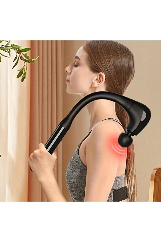 UZUN SAPLI ŞARJLI MASAJ TABANCASI U ŞEKLİNDE DERİN DOKU KAS TÜM VÜCUT MASAJ ALETİ 3 MOD 6 KADEME