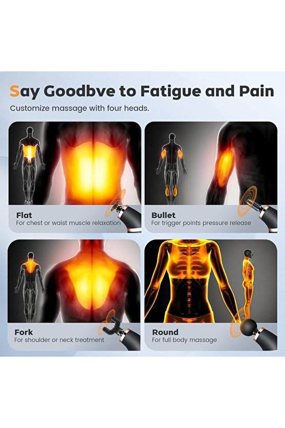 UZUN SAPLI ŞARJLI MASAJ TABANCASI U ŞEKLİNDE DERİN DOKU KAS TÜM VÜCUT MASAJ ALETİ 3 MOD 6 KADEME