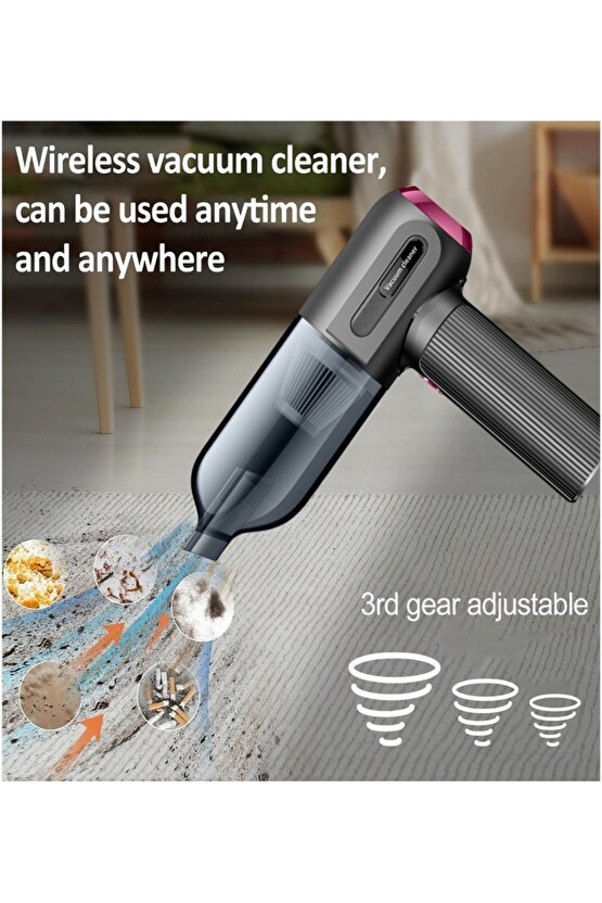 ŞARJLI ARAÇ SÜPÜRGESİ VAKUM CLEANER EV OFİS KABLOSUZ MİNİ SÜPÜRGE VAKUMLAMA CİHAZI 6000PA