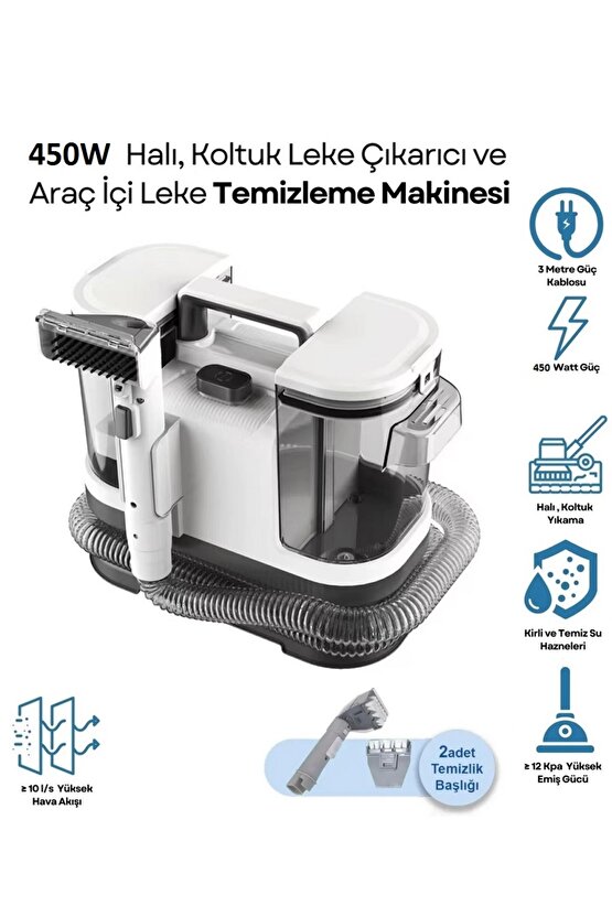 450w Islak Kuru Halı Ve Koltuk Yıkama Makinesi Vakumlu Araç İçi Leke Temizleme Makinesi Spot