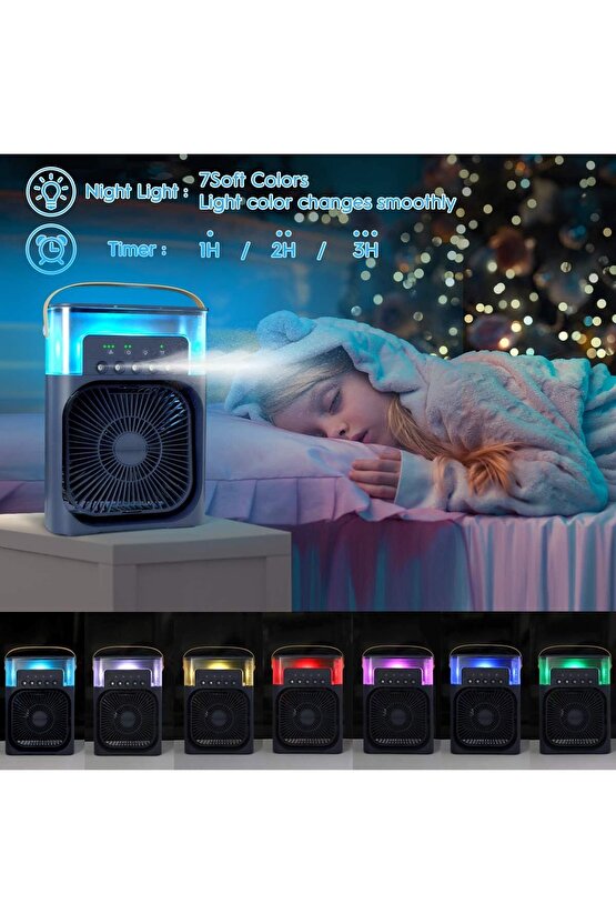 BUZLU FAN TAŞINABİLİR SU BUHARI PÜSKÜRTMELİ KLİMA SERİNLETİCİ VANTİLATÖR ODA HAVA NEMLENDİRİCİ