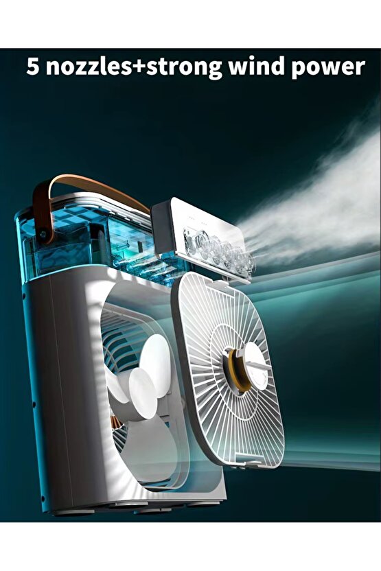 BUZLU FAN TAŞINABİLİR SU BUHARI PÜSKÜRTMELİ KLİMA SERİNLETİCİ VANTİLATÖR ODA HAVA NEMLENDİRİCİ