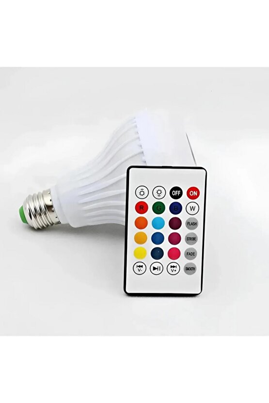 BLUETOOTH HOPARLÖR AMPUL RGB LED IŞIKLI 12W LED LAMBA UZAKTAN KUMANDALI MÜZİK ÇALAR