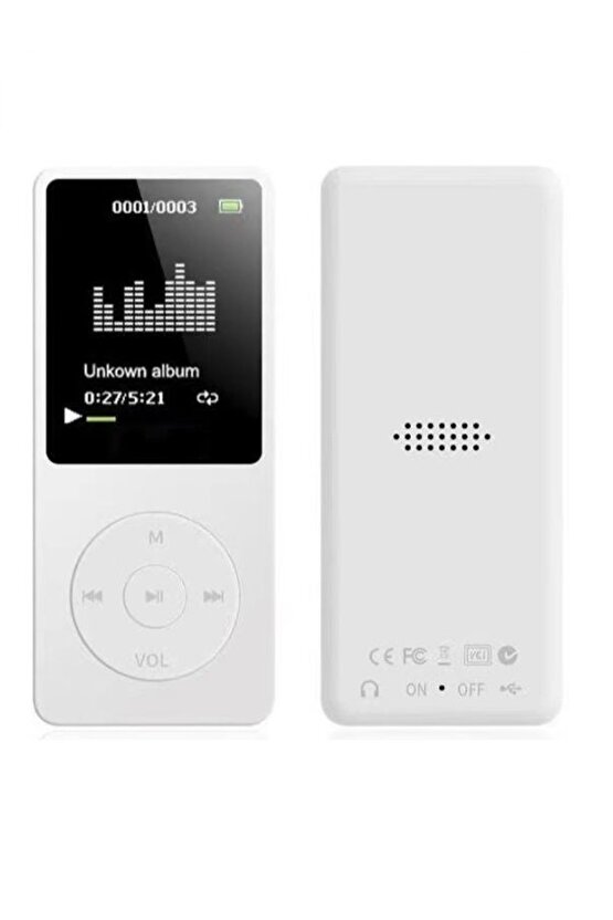 8GB HAFIZA KARTLI BLUETOOTHLU MP3 ÇALAR SES KAYIT FM RADİO DAHİLİ HOPARLÖR EKRANLI MÜZİK ÇALAR