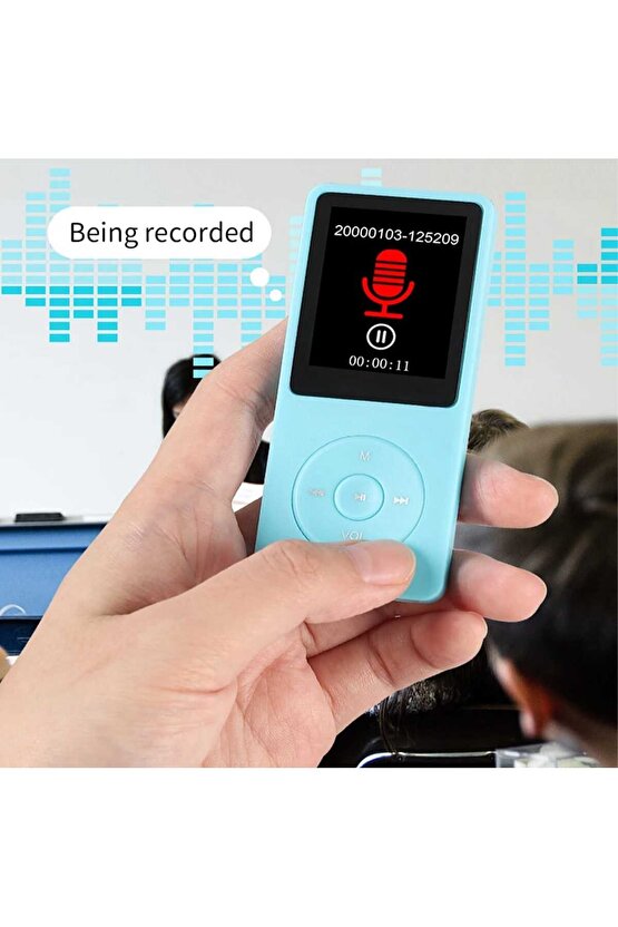 8GB HAFIZA KARTLI BLUETOOTHLU MP3 ÇALAR SES KAYIT FM RADİO DAHİLİ HOPARLÖR EKRANLI MÜZİK ÇALAR