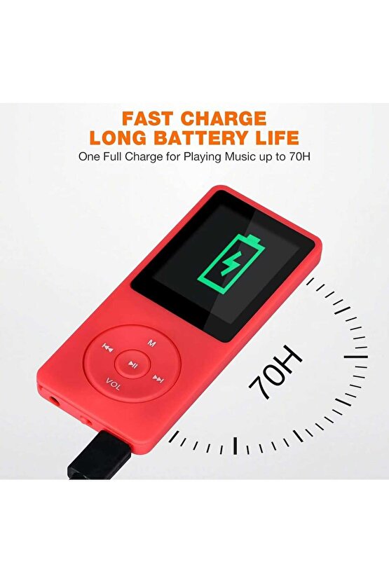 8GB HAFIZA KARTLI BLUETOOTHLU MP3 ÇALAR SES KAYIT FM RADİO DAHİLİ HOPARLÖR EKRANLI MÜZİK ÇALAR