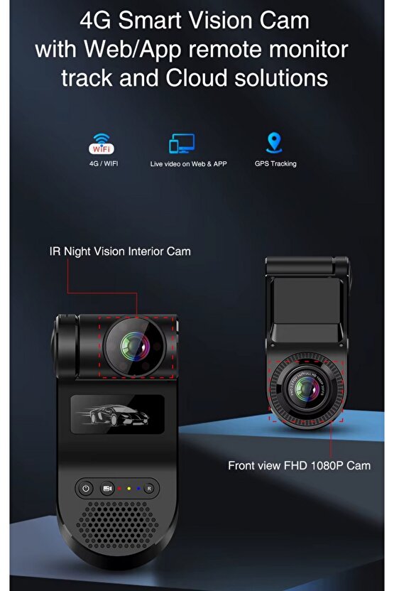 4G+WİFİ ARAÇ KAMERASI PANİK BUTONLU GPS Lİ SİM KARTLI ARAÇ İÇİ ÇİFT KAYIT KAMERA TAKSİ DOLMUŞ TIR