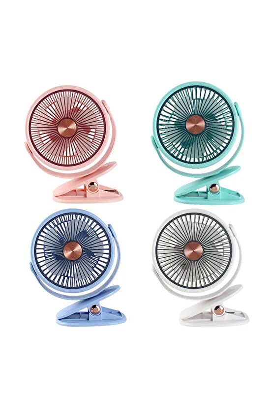 Mandallı Şarjlı Fan 3 Kademeli Taşınabilir Vantilatör Serinletici Mini Klima 360 Derece Dönen Fan
