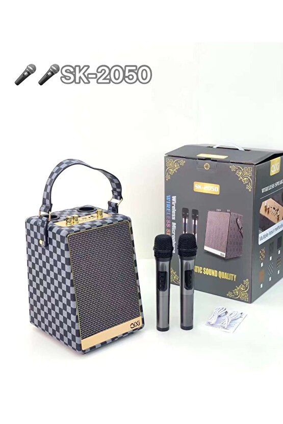 30W KARAOKE ÇİFT MİKROFONLU BLUETOOTH HOPARLÖR ŞARJLI KABLOSUZ SPEAKER