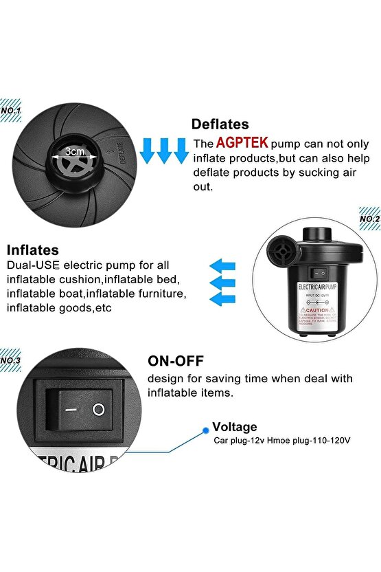 220v Elektrikli Sorelis Hava Pompası Şişme Yatak Bot Simit Şişme Koltuk Deniz Yatağı Pompa Air Pump