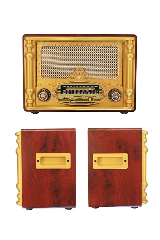 Büyük Boy Nostaljik Radyo Bluetooth Sd Kart Usb Girişli Kablosuz Hoparlör