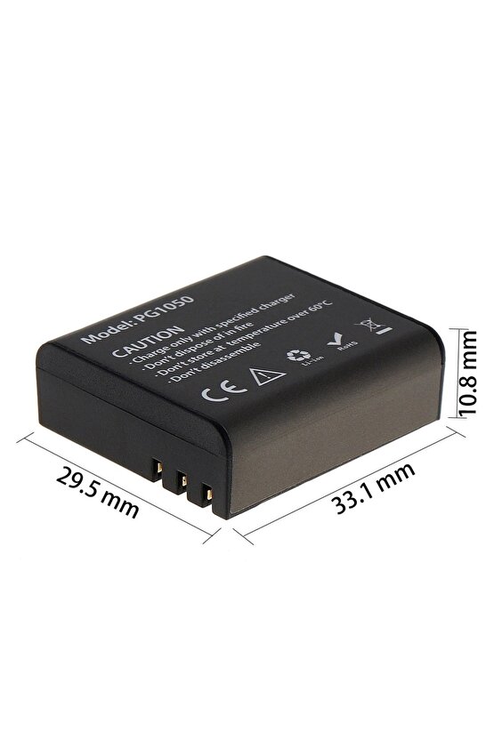 2 Adet Pg1050 Batarya Eken Aksiyon Kamera Bataryası 3.7v 1050mah 3.885wh