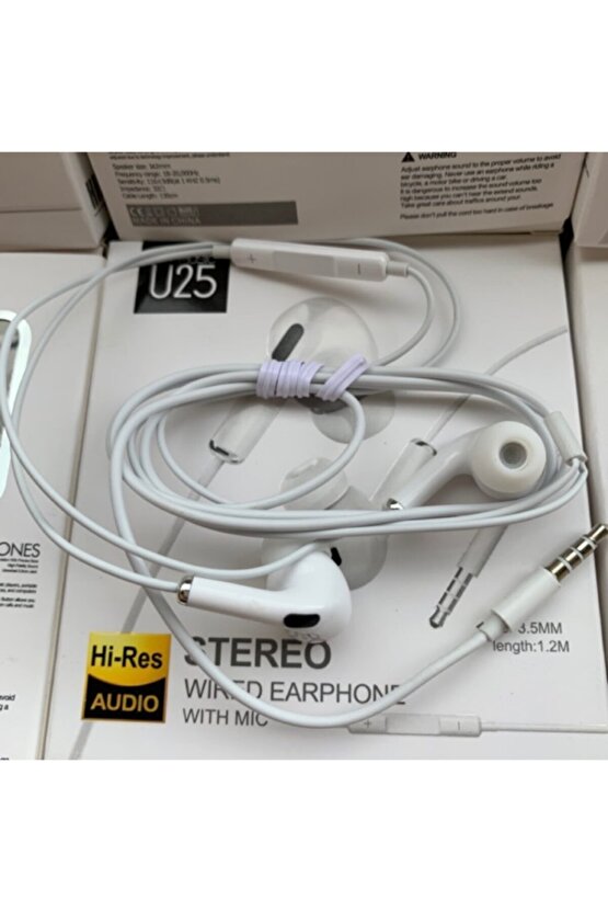 U25 Ios Pro Kablolu Kulaklık 3,5 Mm Jack Girişli 1,2 Metre Kablo Uzunluğu Ios Android Uyum Rz-035