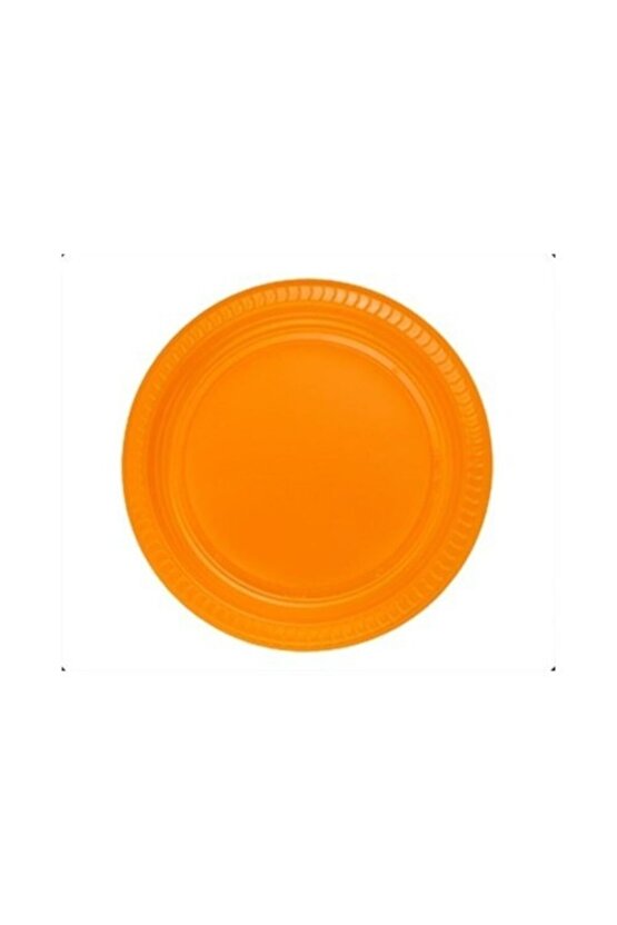 Alsepetavm Turuncu Renkli Plastik Tabak 23 Cm 25 Adet