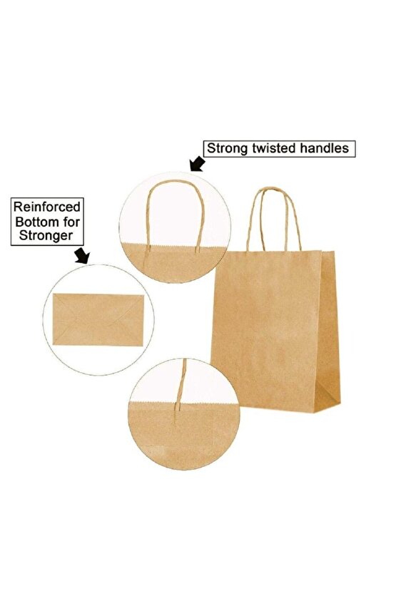 14 SÜS Kraft Kâğıt Poşet (33x20x33 Cm) Burgu Saplı Kâğıt Torba (100 Adet) Kâğıt Çanta