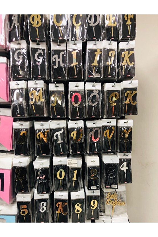 Pasta Üstü Parlak Pleksi (5) Rakam Gümüş 7 Cm