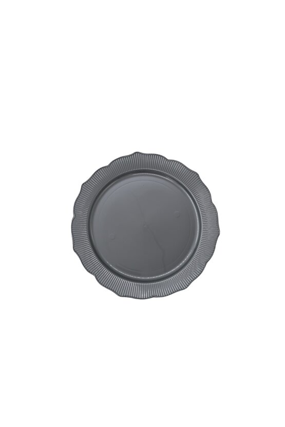 Kristal Plastik Tabak Lüks Sert Mika 25 Cm (6 ADET) Gri Renk